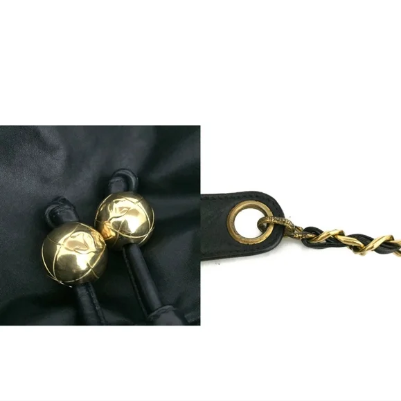 CHANEL Navy blue Triple Coco CC Logo Lambskin Drawstring Shoulder Bag - Picture 11 of 11